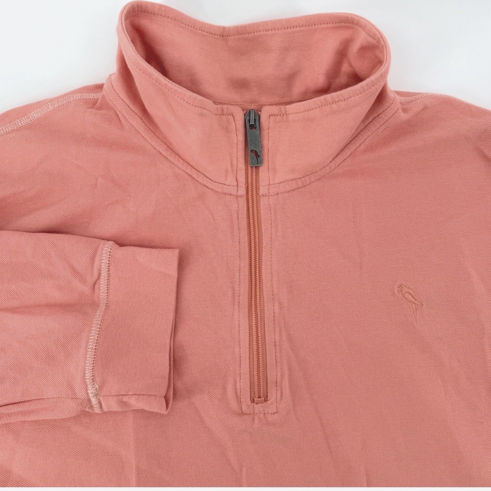 Margaritaville Island Reserve Mens XXL Quarter Zip Pullover Coral Pink Cotton